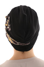 QF 1817 Rhinestone Handmade Turban Black