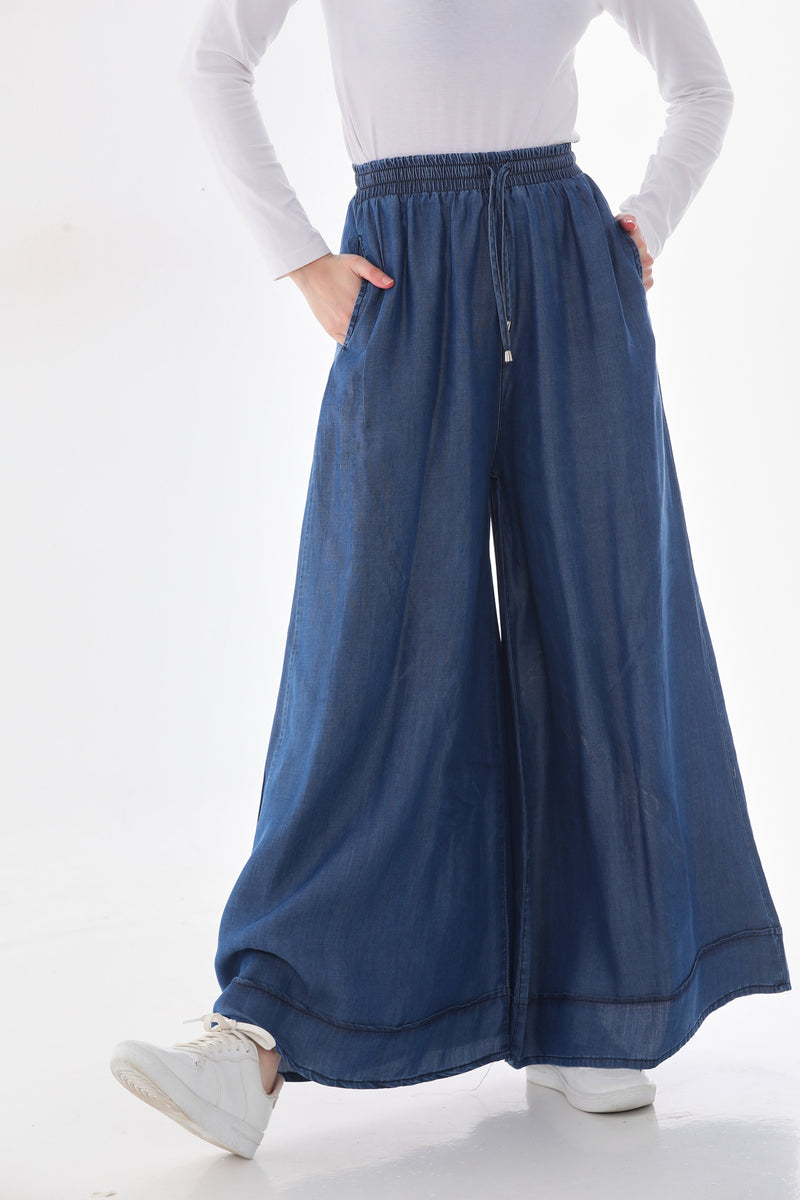 NW Tencel Denim Pants Dark Blue