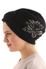 QF 1810 Rhinestone Handmade Turban Black