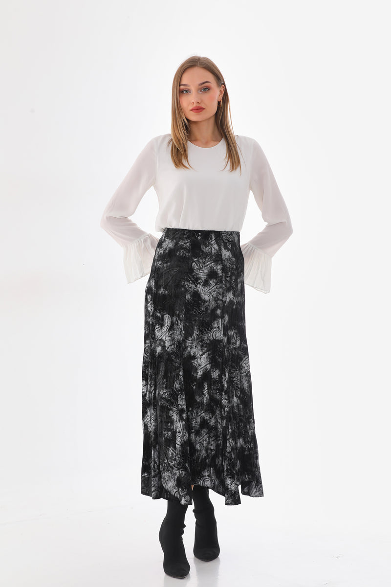 SZ Velvet Shiny Skirt Gray