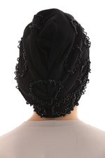 QF 1807 Rhinestone Handmade Turban Black