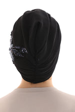 QF 1809A Rhinestone Handmade Turban Black