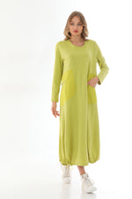 BZ Cotton Pleated Dress Pistachio Green