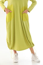 BZ Cotton Pleated Dress Pistachio Green