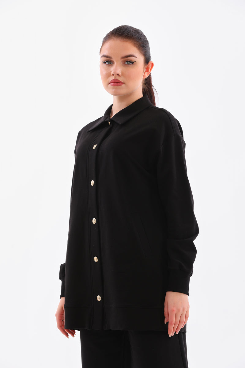 B&A Sun Button Sweatshirt Black