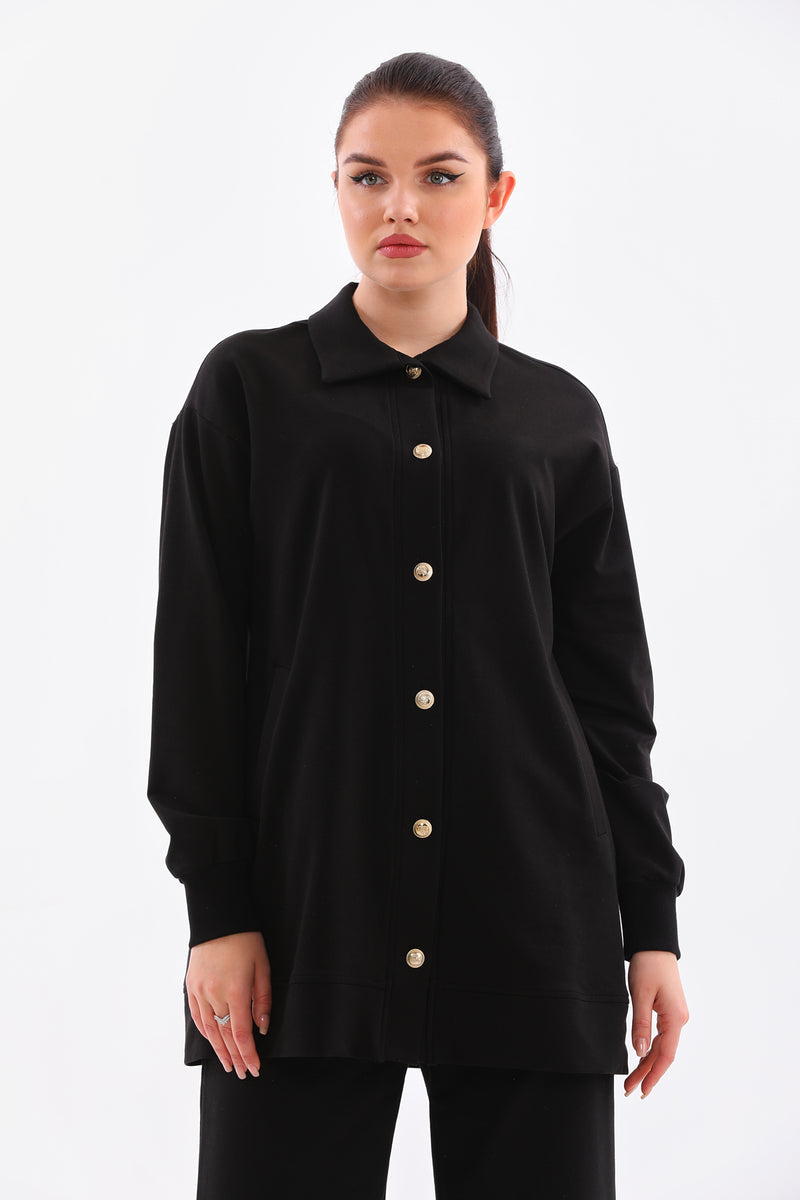 B&A Sun Button Sweatshirt Black