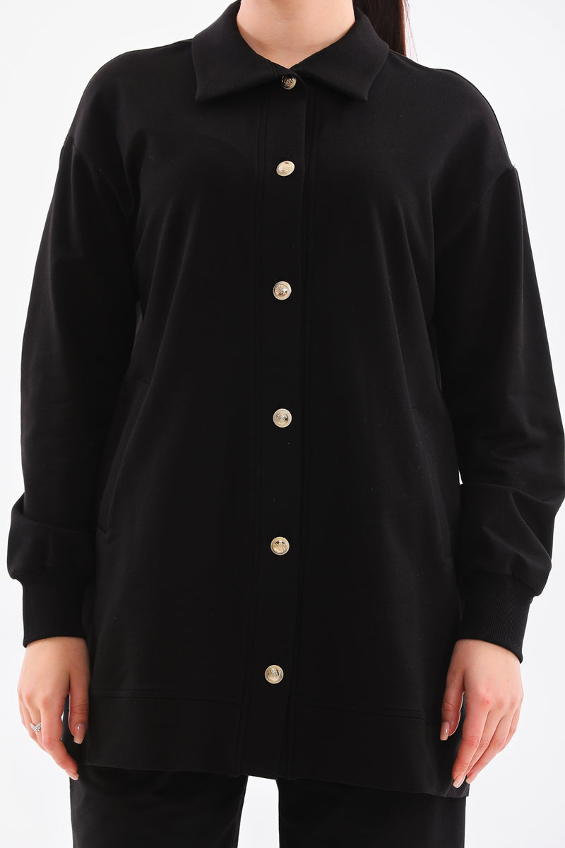 B&A Sun Button Sweatshirt Black