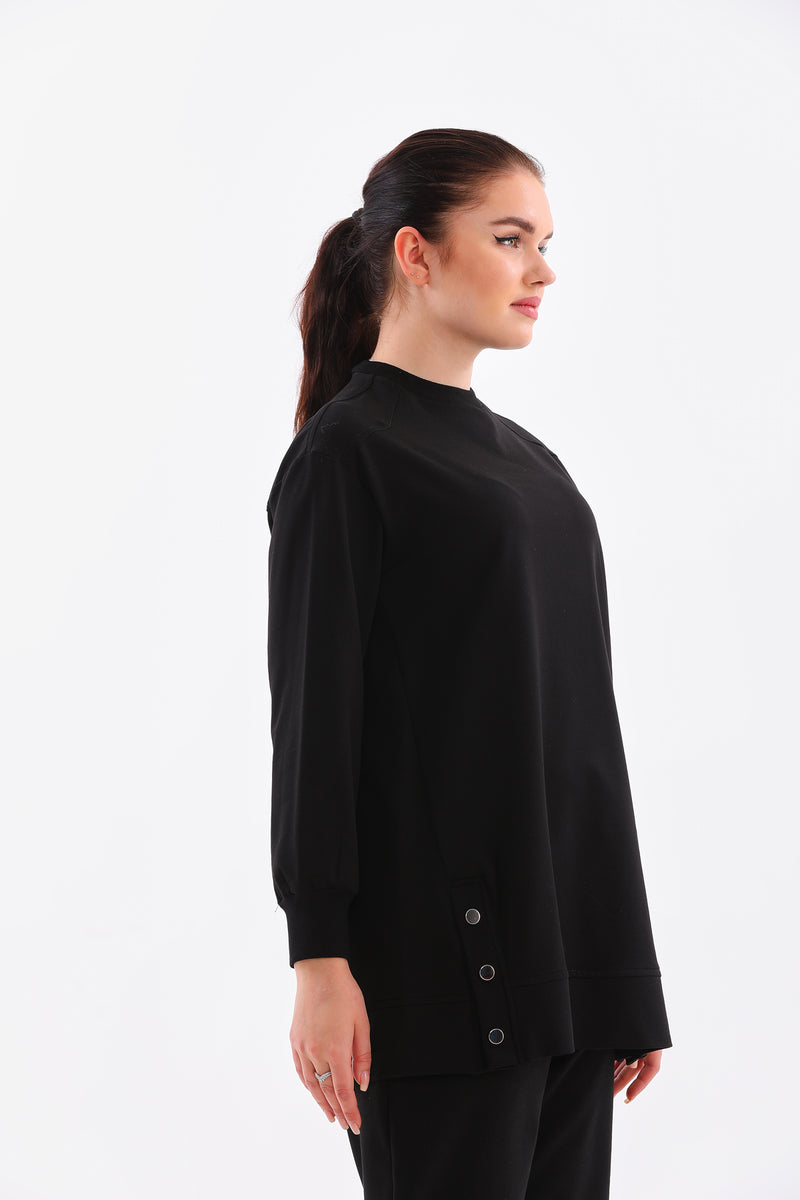 B&A Front Button Sweatshirt Black