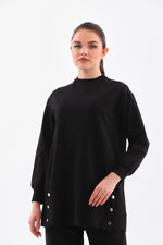 B&A Front Button Sweatshirt Black