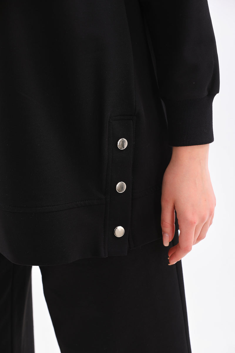 B&A Front Button Sweatshirt Black