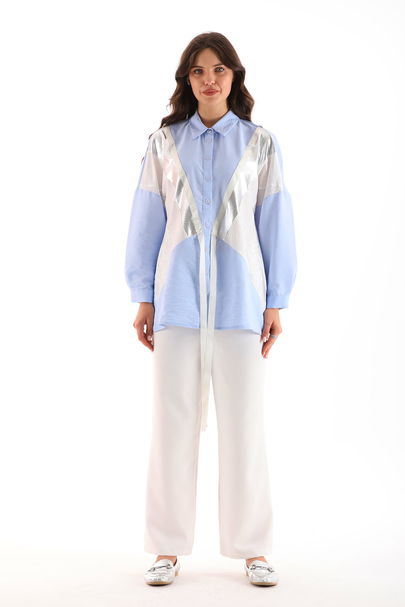 PN Silver Patchwork Shirt Blue