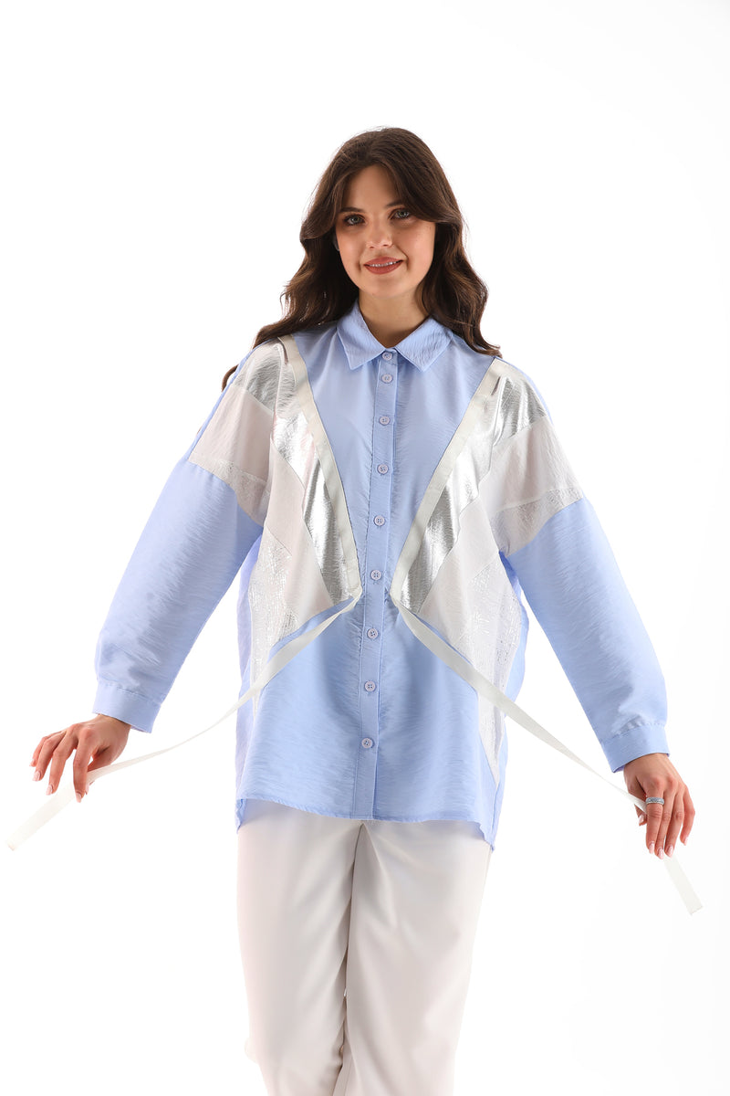 PN Silver Patchwork Shirt Blue