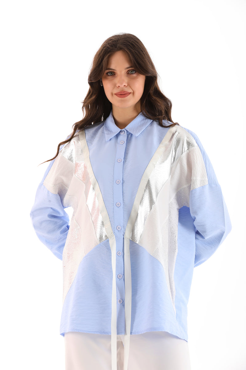 PN Silver Patchwork Shirt Blue