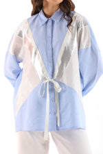 PN Silver Patchwork Shirt Blue