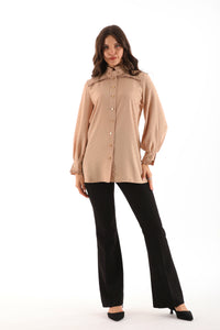 PM Frilled Detailed Shirt Beige