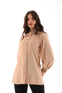PM Frilled Detailed Shirt Beige