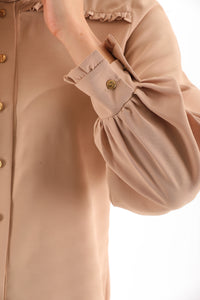 PM Frilled Detailed Shirt Beige