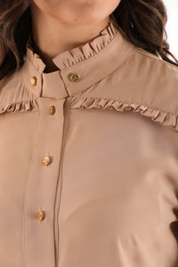 PM Frilled Detailed Shirt Beige