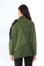 BZ Asymmetric Striped Sweater Pistachio Green