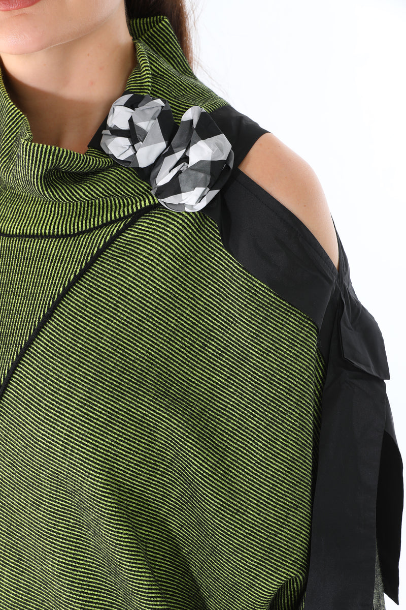 BZ Asymmetric Striped Sweater Pistachio Green