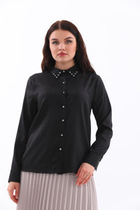M&I Rhinestone Blouse Black