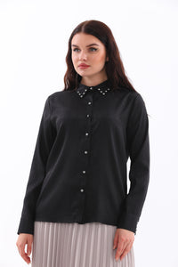 M&I Rhinestone Blouse Black
