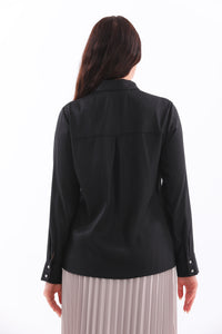 M&I Rhinestone Blouse Black
