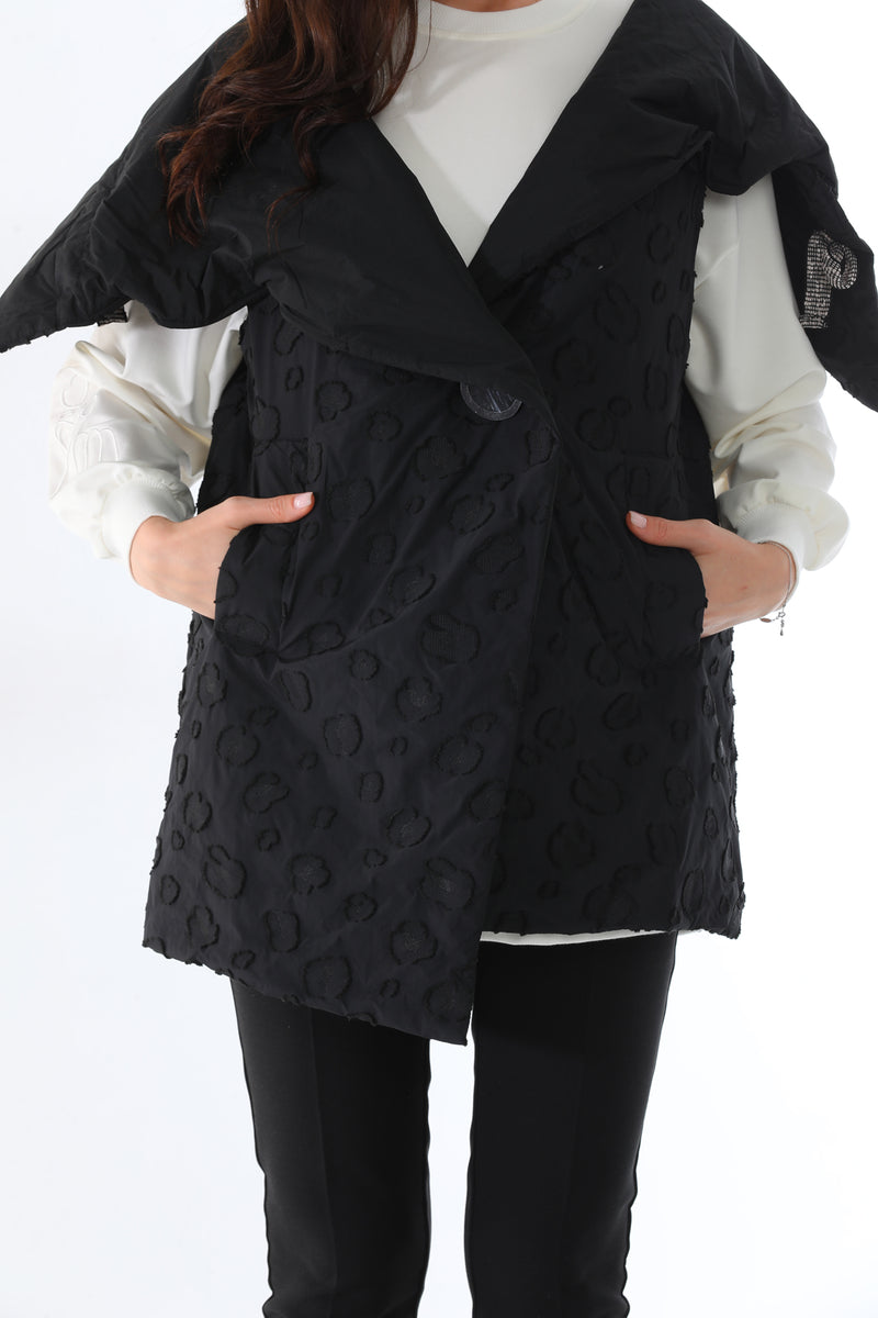 BZ 1122A Wide Collar Vest Black