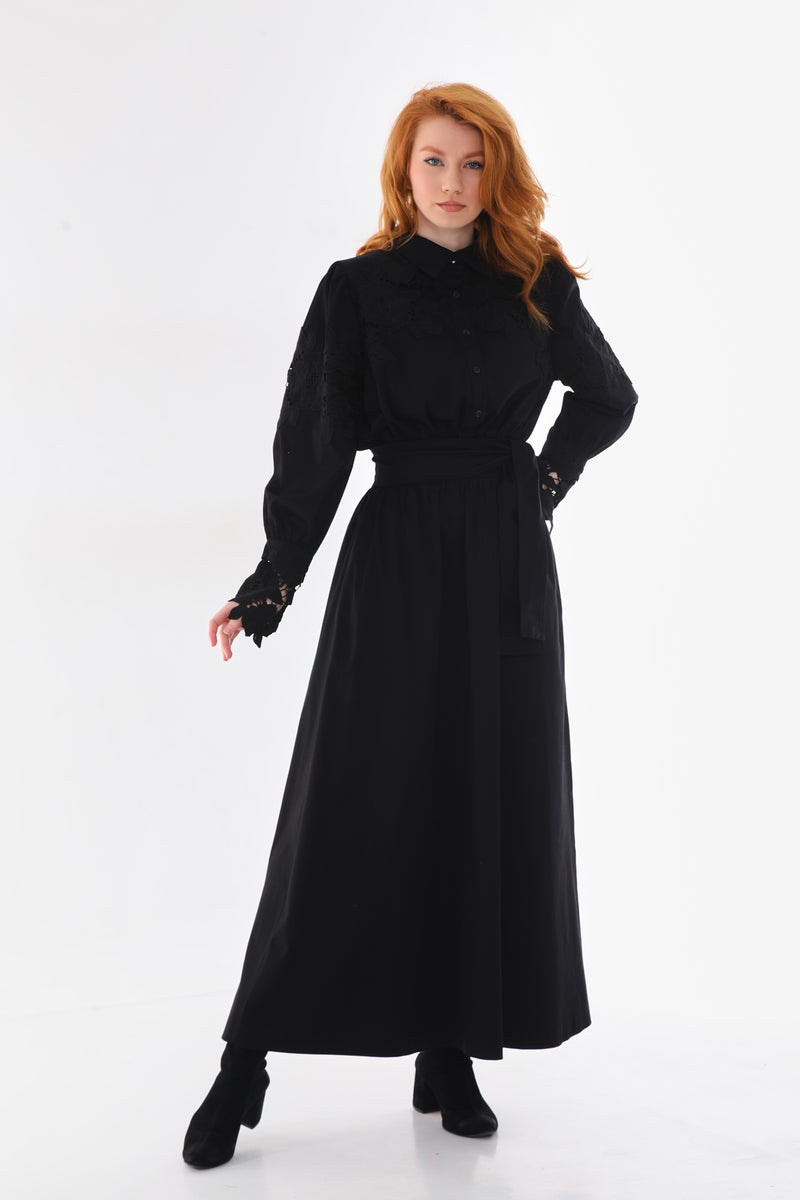 D&T Lace Detailed Dress Black