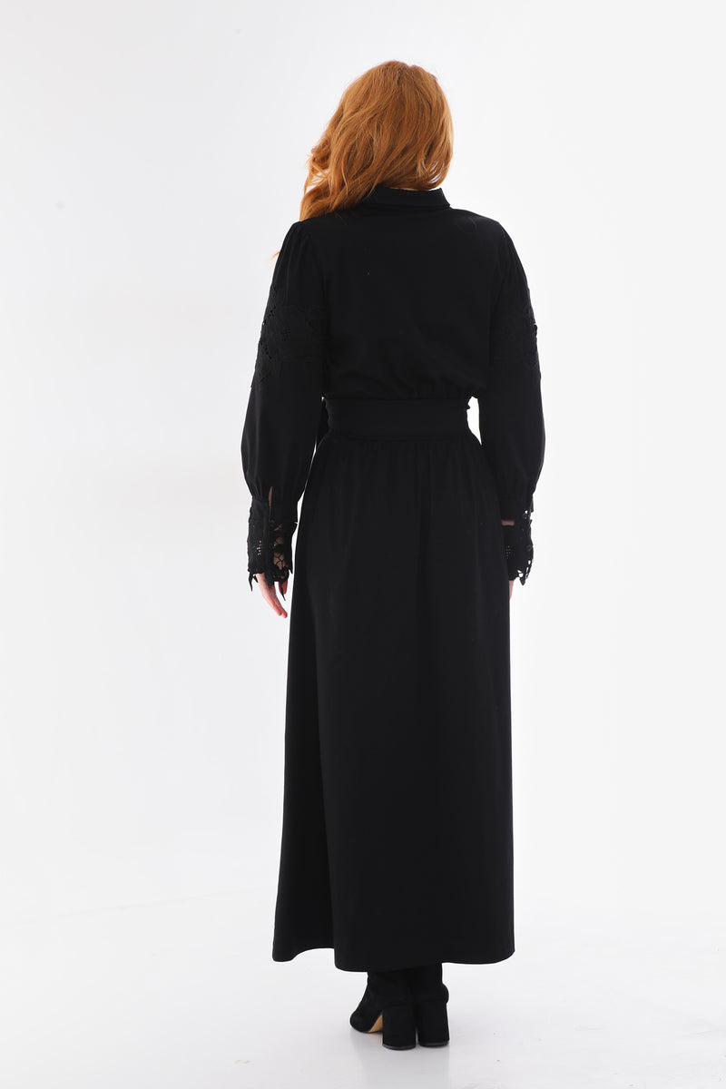 D&T Lace Detailed Dress Black