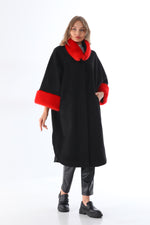 BZ Faux Fur Pancho Coat Black