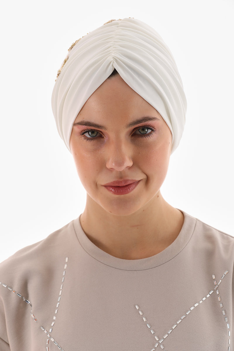 QF 1813A Rhinestone Handmade Turban Gold