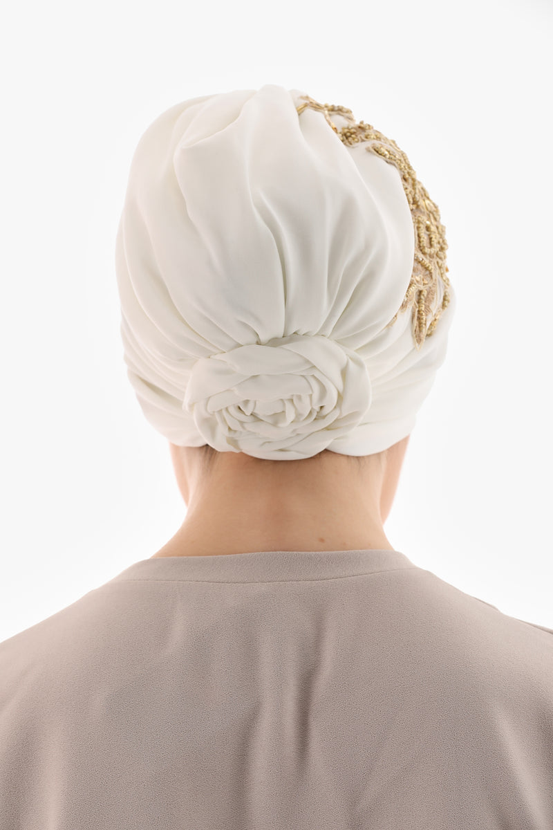 QF 1813A Rhinestone Handmade Turban Gold