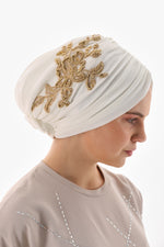 QF 1813A Rhinestone Handmade Turban Gold