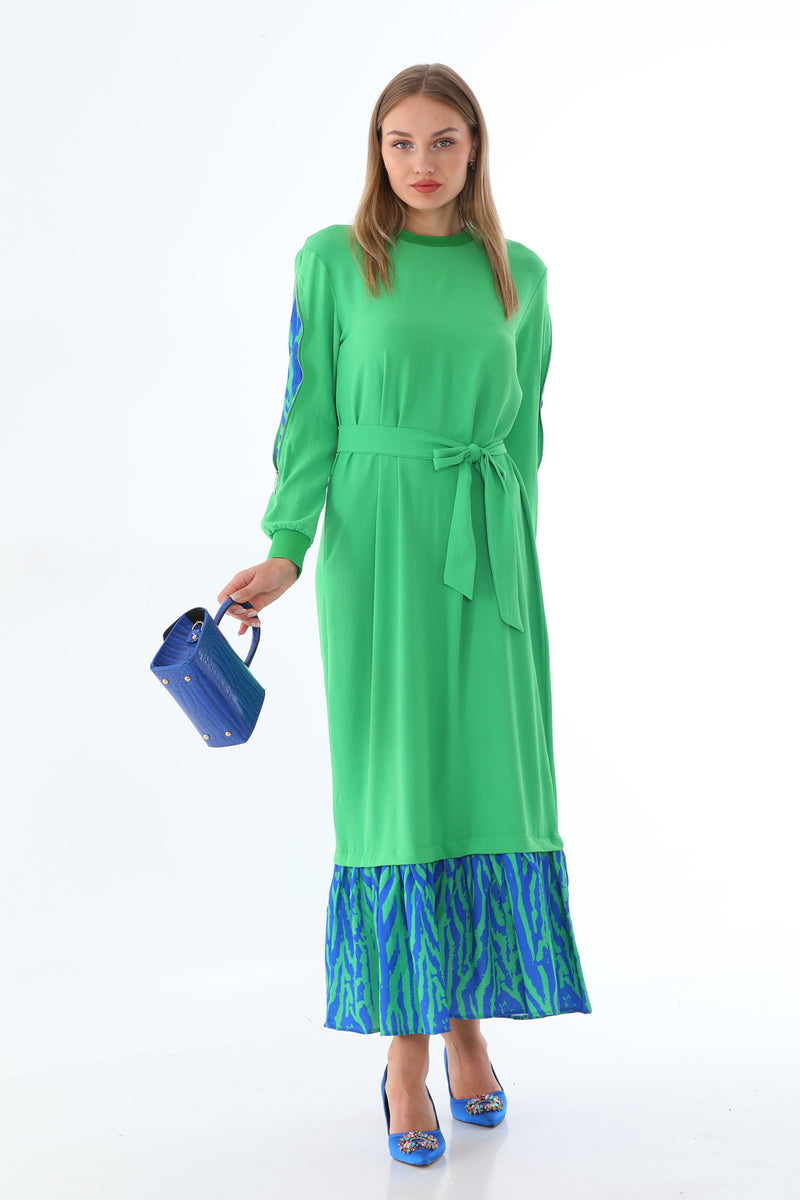 Puan 12450 Dress Green&Sax Blue