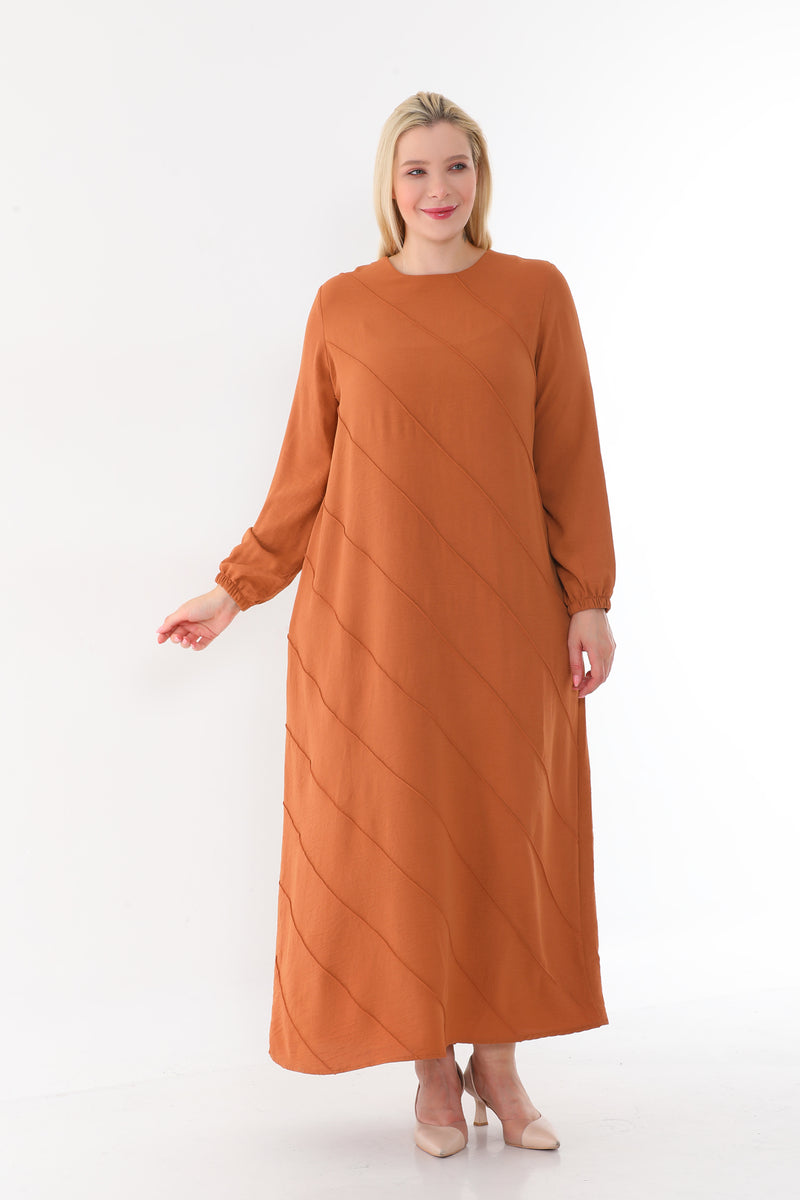 MSB Airobin Rib Dtld Dress Camel