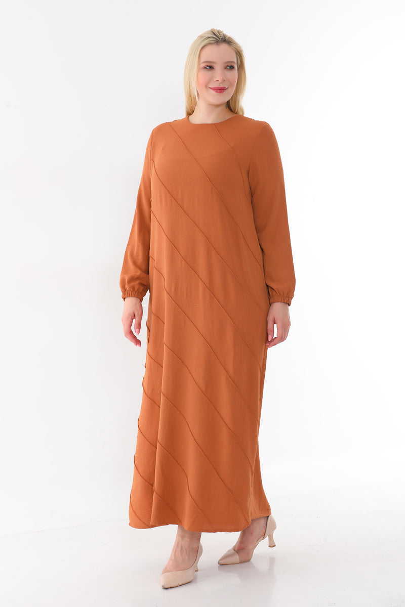 MSB Airobin Rib Dtld Dress Camel