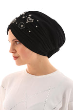 QF 1806 Rhinestone Handmade Turban Black