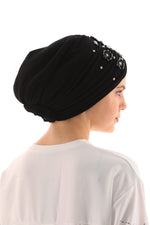 QF 1806 Rhinestone Handmade Turban Black