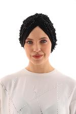 QF 1807 Rhinestone Handmade Turban Black