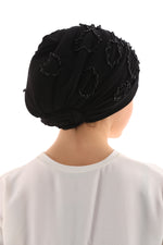 QF 1807 Rhinestone Handmade Turban Black