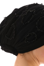 QF 1807 Rhinestone Handmade Turban Black