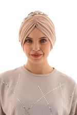 QF 1808 Rhinestone Handmade Turban Camel