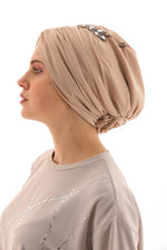 QF 1808 Rhinestone Handmade Turban Camel