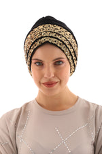 QF Sequin Handmade Turban Black