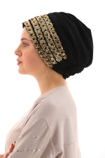 QF Sequin Handmade Turban Black