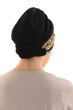 QF Sequin Handmade Turban Black