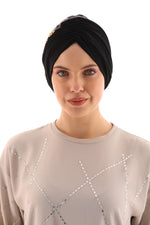 QF 1817 Rhinestone Handmade Turban Black