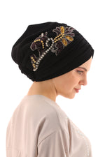 QF 1817 Rhinestone Handmade Turban Black