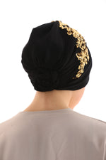 QF Sequin Handmade Turban Black